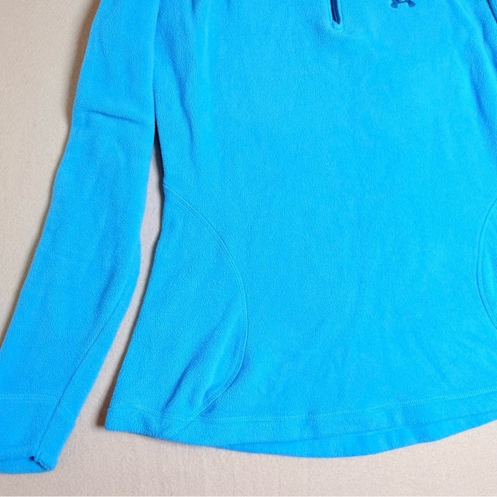 Under Armour Women's Aqua Blue 1/4 Zip Pullover Fleece Jacket Sz S Activewear - Picture 2 of 7